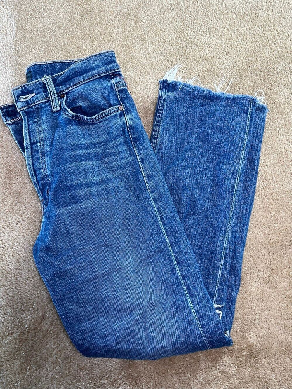 MOTHER The Tomcat Ankle Fray Jeans Size 28 in Globe Trotter Distressed